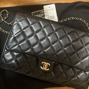 Chanel Black Quilted Leather Classic Flap Timeless Chain Bag